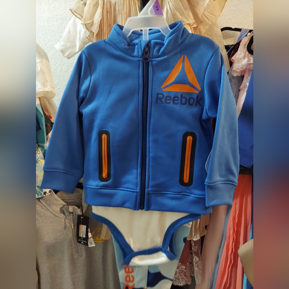 Reebok 3pc set Sz 12Months jacket, onsie, pants NWT
